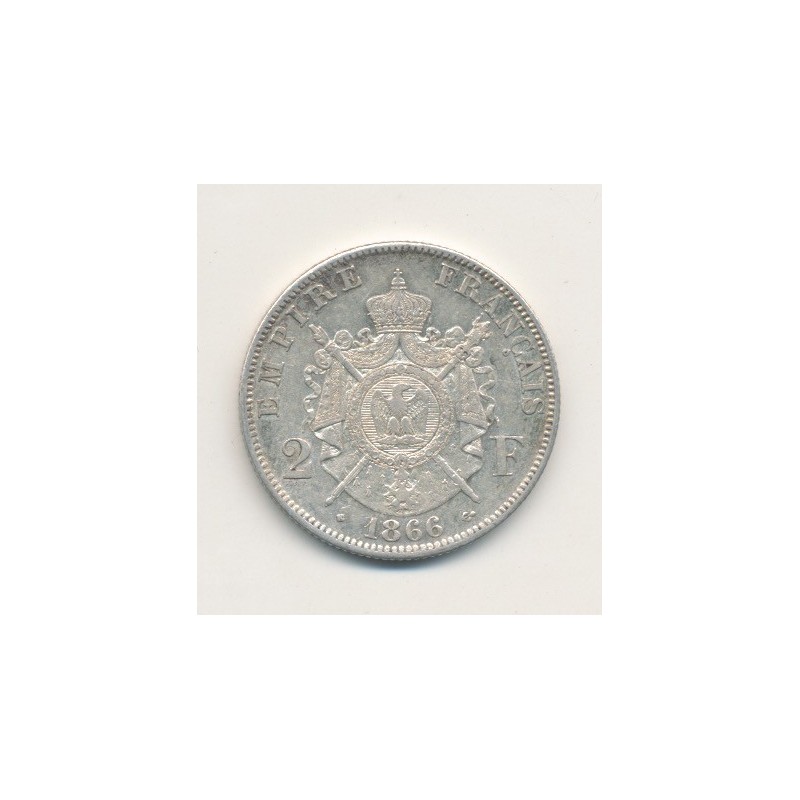 Napoléon III - Tête laurée - 2 Francs - 1866 BB Strasbourg