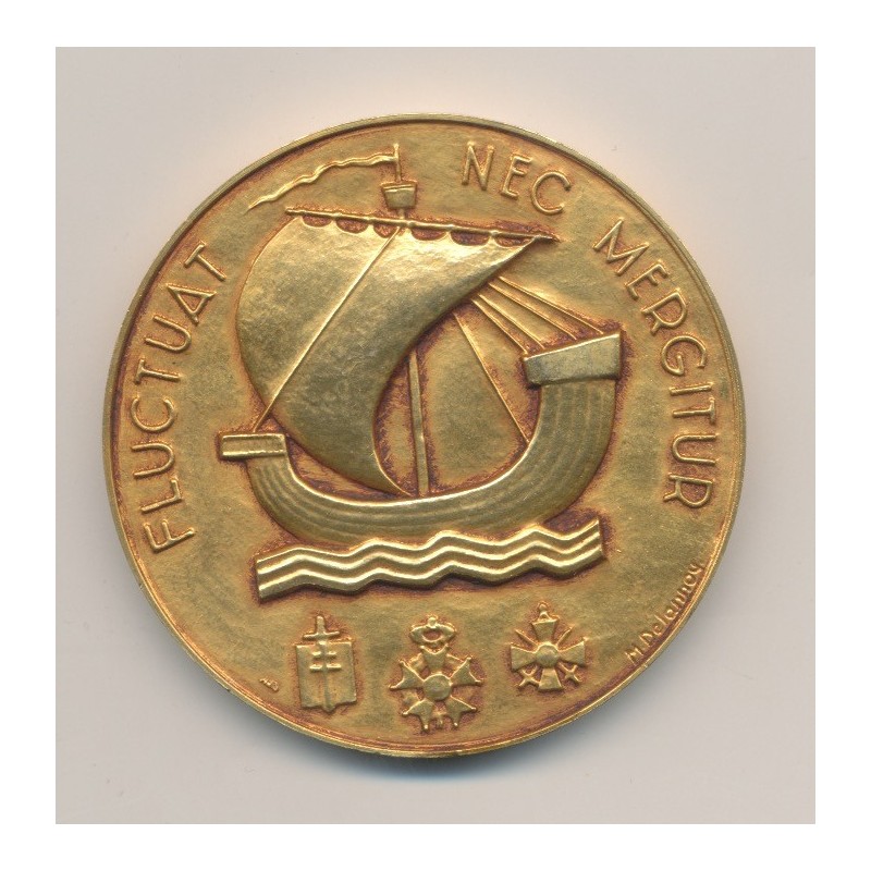 Médaille - Ville de Paris - avec écrin - bronze doré - 49,5mm