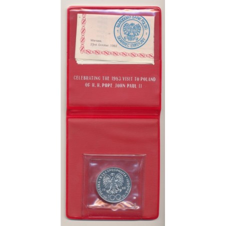 Pologne - 100 Zloty 1982 - Jean Paul II - argent - BU