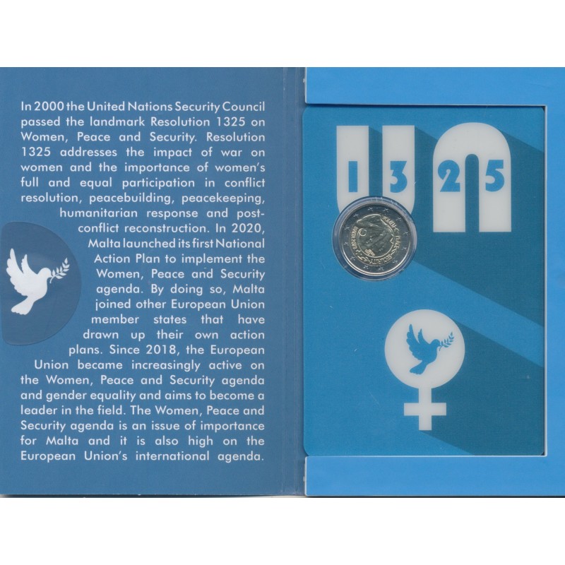 2 euro Malte 2022 - Résolution du Conseil de sécurité des Nations Unies sur la paix et la sécurité des femmes