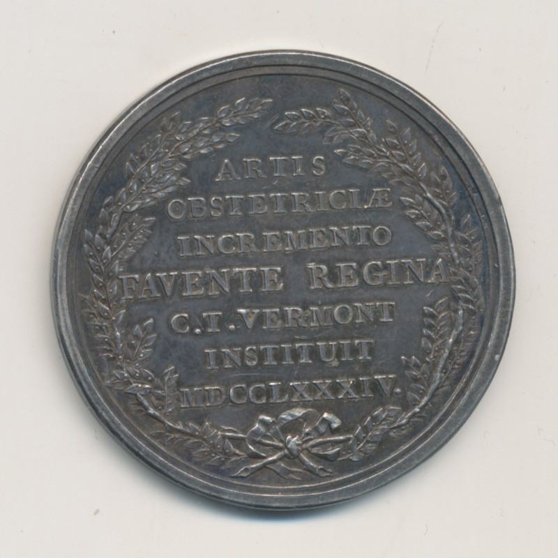 Médaille - Marie antoinette - en l'honneur de Mr De Vermont - accoucheur de la reine - 1784 - argent 42mm - SUP+