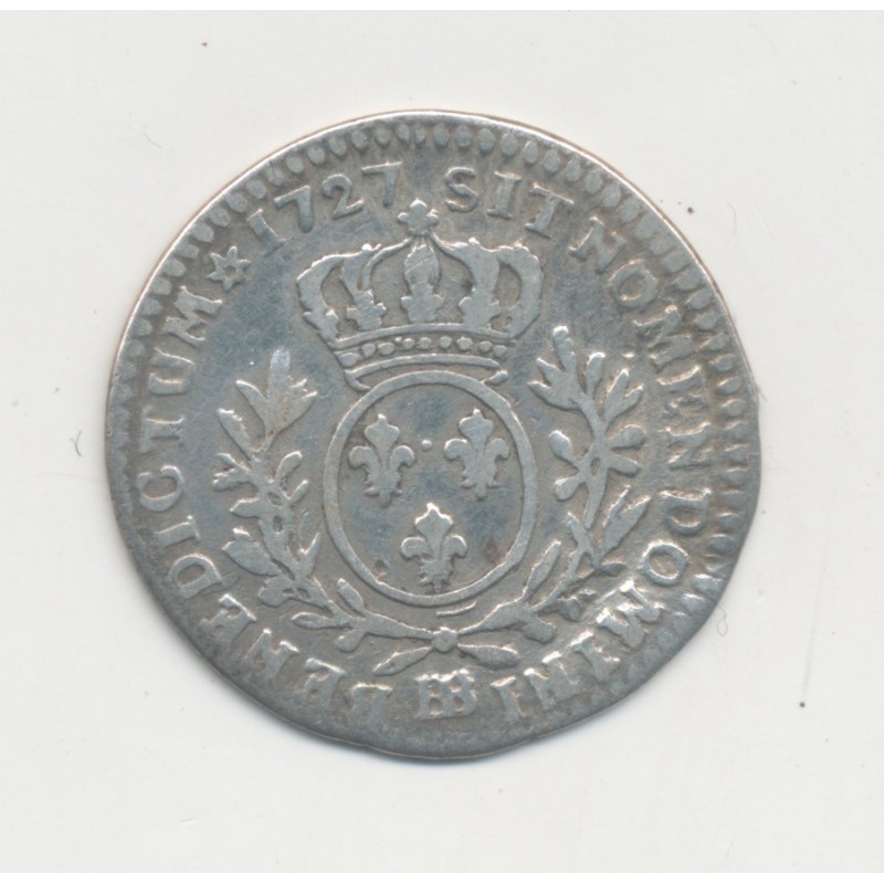 Louis XV - 1/10 écu aux lauriers - 1727 BB Strasbourg - B/TB