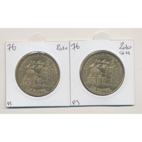 Dept76 - Lot 2 Jetons Cathédrale notre dame 2010 - Le havre - gravure 30 ans - 2 types