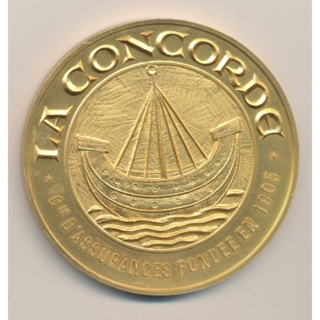 Médaille - Compagnie assurance - La concorde - bronze - 68mm - SUP+