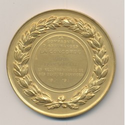 Médaille - Compagnie assurance - La concorde - bronze - 59mm - SUP 2