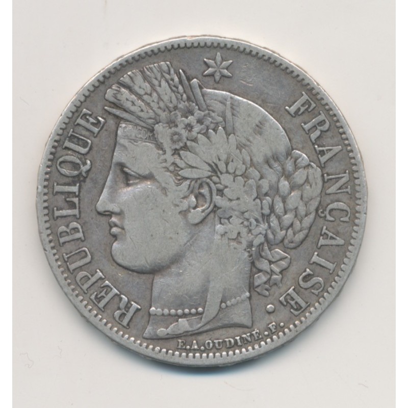 5 Francs Cérès - 1849 A Paris - 2e République - main/chien - TB/TB+