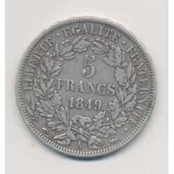 5 Francs Cérès - 1849 A Paris - 2e République - main/chien - TB/TB+ 2
