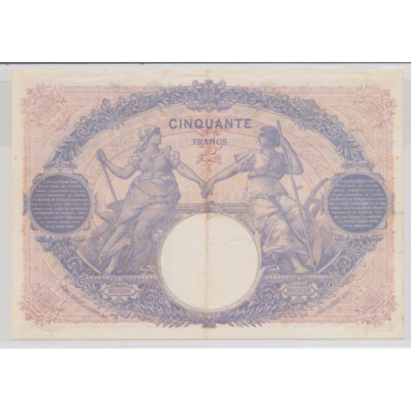 50 Francs Bleu et rose - 28.04.1916 - TTB