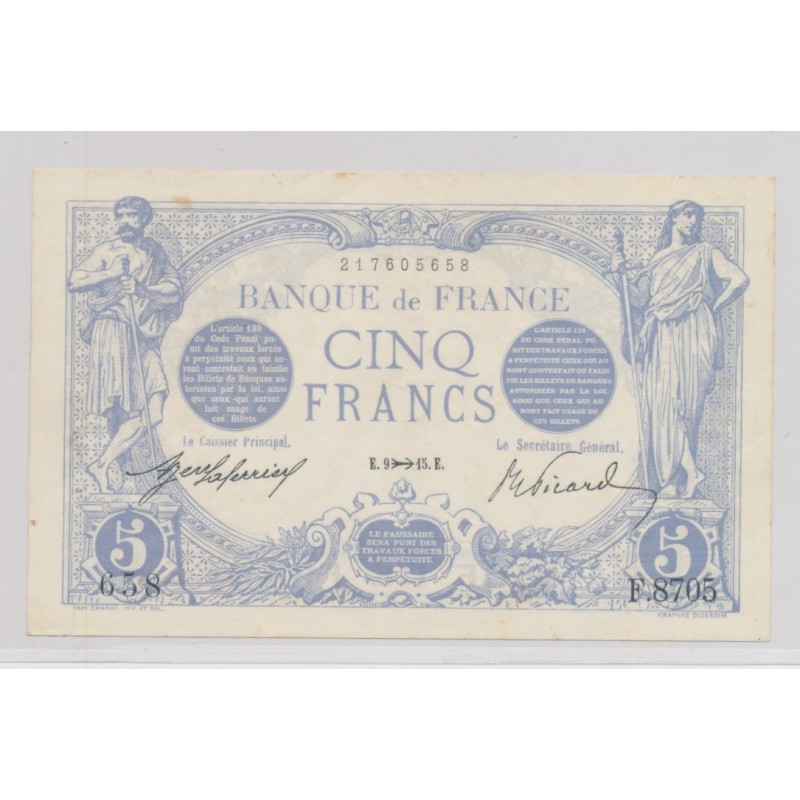5 Francs Bleu - 9.11.1915 - TTB+