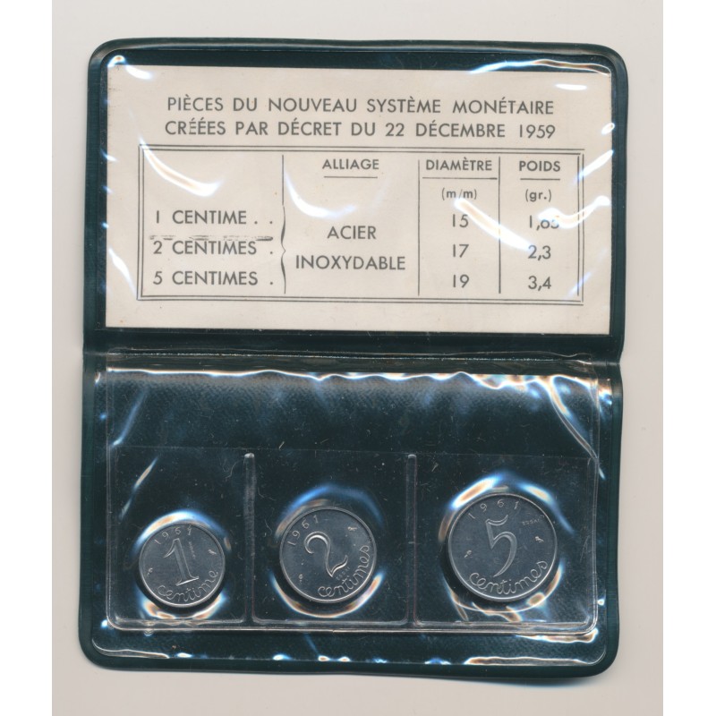 Étui 1,2,5 Centimes épi 1961 Essai - Neuf