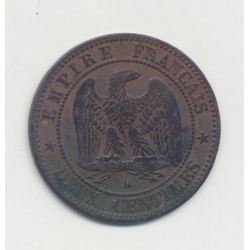 2 centimes Napoléon III - 1853 B Rouen- Tête nue - TB 2
