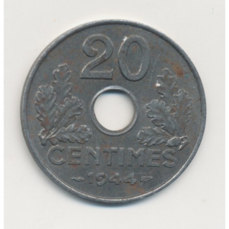 20 centimes - Etat Français - 1944 - fer - TTB+