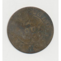 Guyane Française - 2 sous 1789 A Paris - Louis XV - cuivre - B/TB