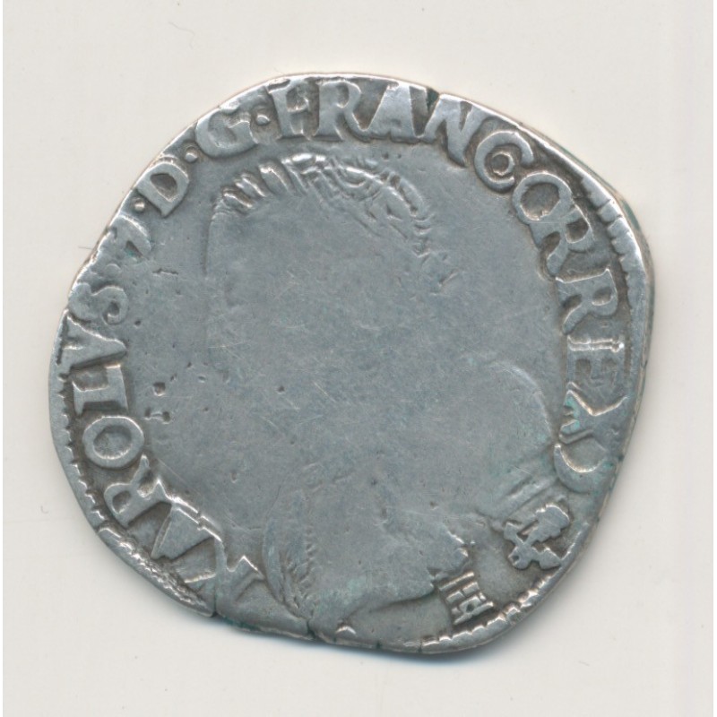 Charles IX - Teston aux 2K - 1570 L Bayonne - B/TB