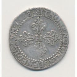 Henri III - 1/2 Franc col plat - 1588 B Rouen - TB/TTB 2