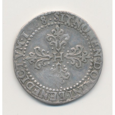 Henri III - 1/2 Franc col plat - 1588 B Rouen - TB/TTB
