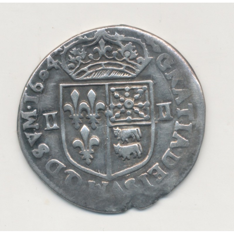 Henri IV - 1/4 écu de Béarn - 1604 Morlaas - TB/TB+