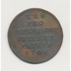 Flandre - Siège de Lille - 20 Sol 1708 - monnaie obsidionale - TB/TB+ 2