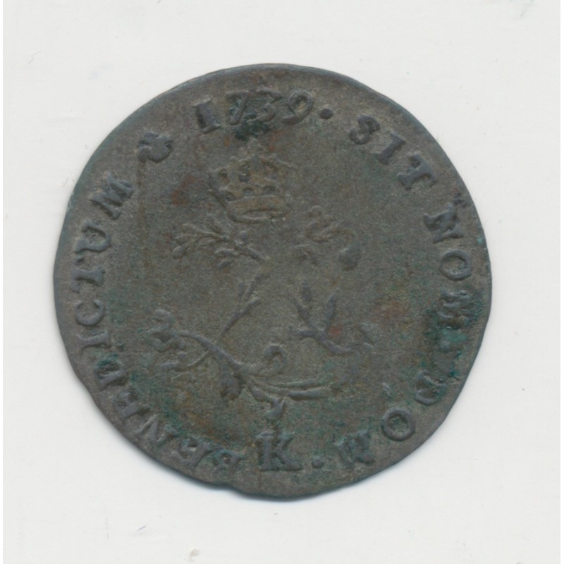 Louis XV - Double Sol/2 Sous - 1739 K Bordeaux - billon - TB/TB+