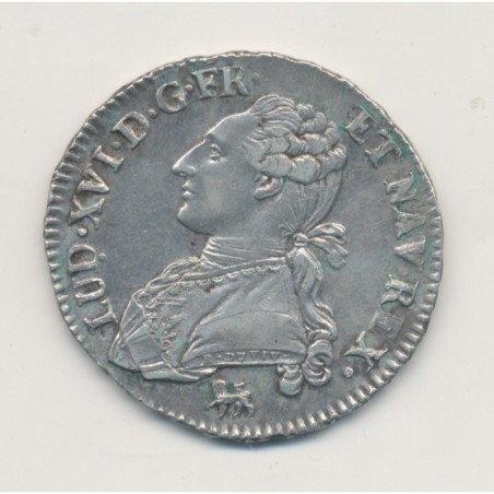 Louis XVI - 1/2 écu aux lauriers - 1791 A Paris - léopard - argent - TTB+