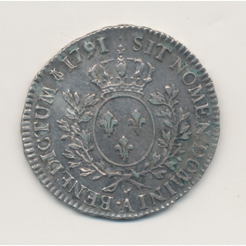Louis XVI - 1/2 écu aux lauriers - 1791 A Paris - léopard - argent - TTB+
