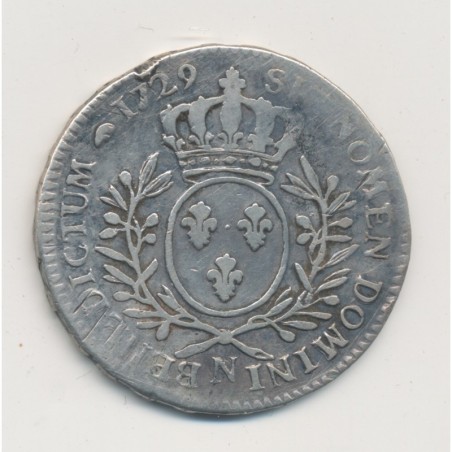 Louis XV - 1/2 écu branches d'olivier - 1729 N Montpellier - TB