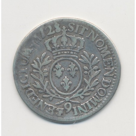 Louis XV - 1/5 écu aux branches d'olivier - 1728 9 Rennes - TB