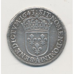Louis XIV - 1/4 écu mèche courte - 1643 A Paris - TB 2