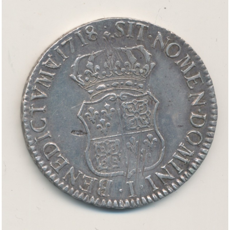 Louis XV - Écu France Navarre - 1718 I Limoges - TB+/TTB