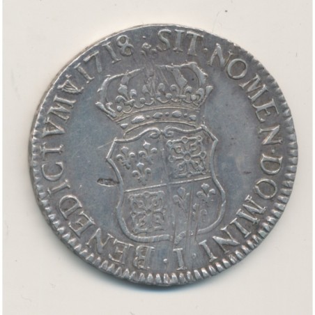 Louis XV - Écu France Navarre - 1718 I Limoges - TB+/TTB