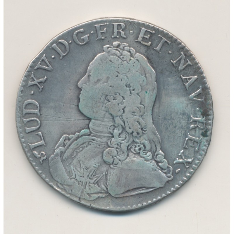 Louis XV - Écu aux branches d'olivier - 1737 B Rouen - TB/TB+