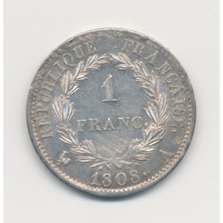 Napoléon empereur - 1 Franc - 1808 A Paris - TTB+