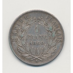 Napoléon III - 1 Franc - 1860 A Paris - TTB/TTB+ 2
