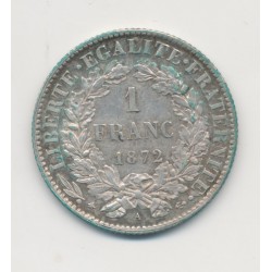 Cérès - 1 Franc - 1872 A Paris - TTB+ 2