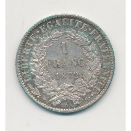 Cérès - 1 Franc - 1872 A Paris - TTB+