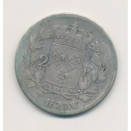 Louis XVIII - 2 Francs 1823 W Lille - TB