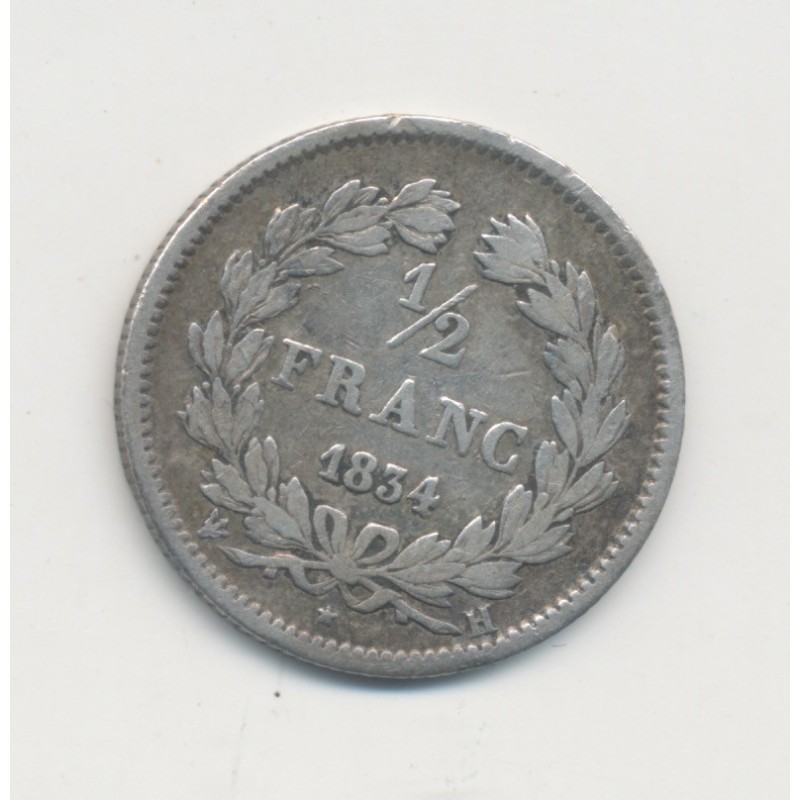 1/2 Franc Louis Philippe I - 1834 H la rochelle - TB+/TTB