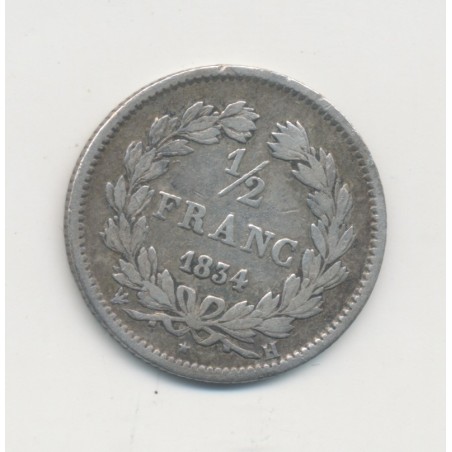 1/2 Franc Louis Philippe I - 1834 H la rochelle - TB+/TTB