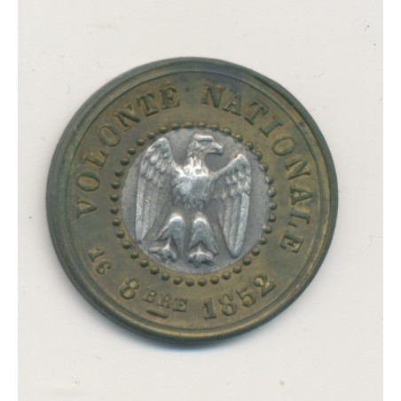 Médaille - Volonté nationale - 16 8bre 1852 - Napoléon III - bi-métallique - 21mm - TTB+