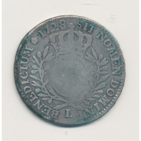 Louis XV - Écu aux branches d'olivier - 1728 L Bayonne - B