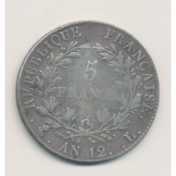 5 Francs Napoléon empereur - AN 12 L Bayonne - TB/TB+