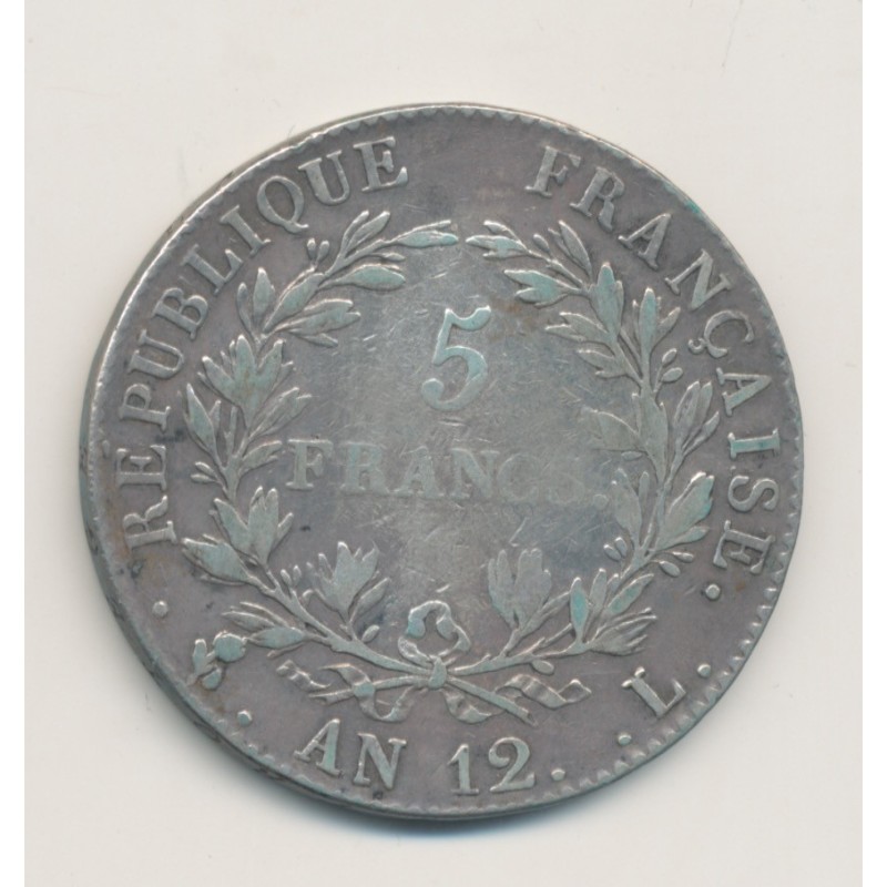 5 Francs Napoléon empereur - AN 12 L Bayonne - TB/TB+