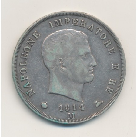 Italie - 5 Lires 1814 M Milan - Napoleone Imperatore - TB/TB+