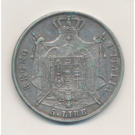 Italie - 5 Lires 1814 M Milan - Napoleone Imperatore - TB/TB+