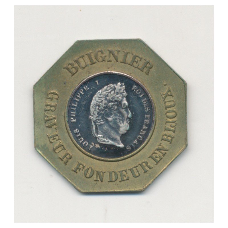 Jeton Pub - Buignier graveur - Fondeur en bijoux - Louis philippe I - bi-métallique - SUP