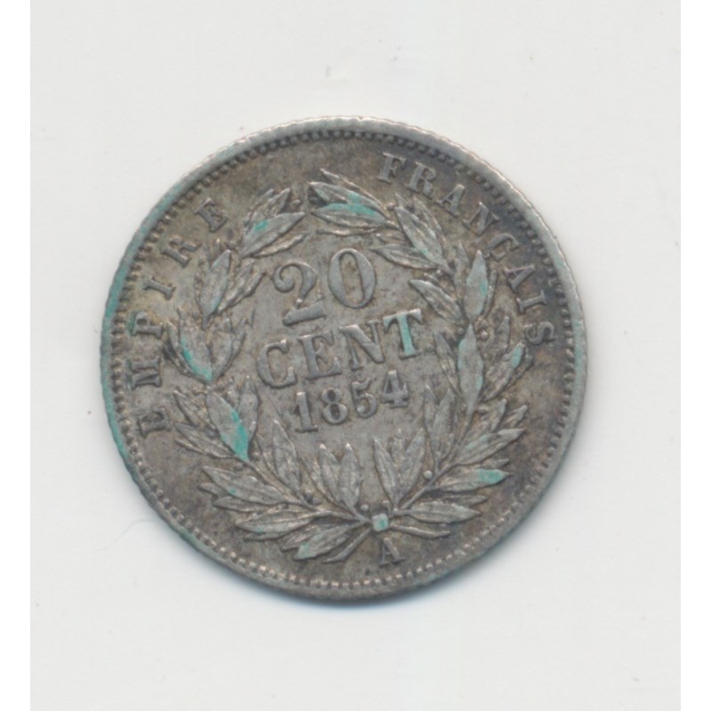 20 centimes Napoléon III - 1854 A Paris - Tête nue - TB+