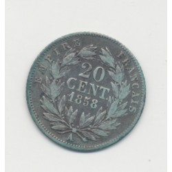 20 centimes Napoléon III - 1858 A Paris - Tête nue - TB 2