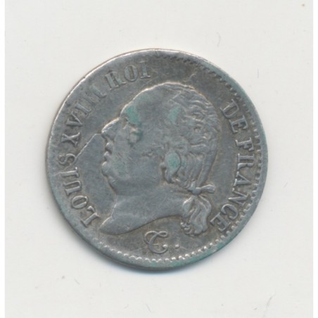 1/4 Franc - 1819 B Rouen - Louis XVIII - TB+