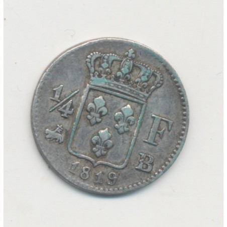 1/4 Franc - 1819 B Rouen - Louis XVIII - TB+