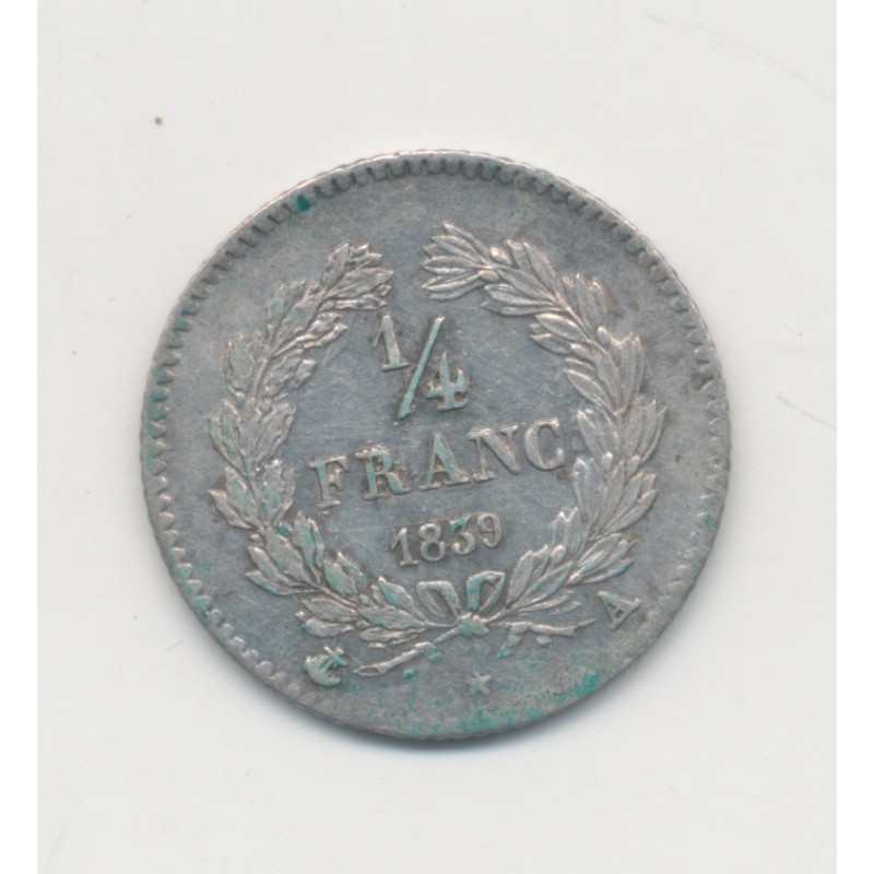 1/4 Franc - 1839 A Paris - Louis philippe I - TTB+